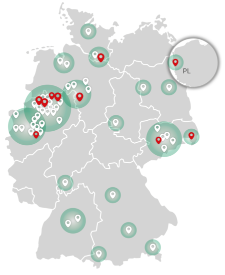 Karte unserer bundesweiten Lagerstandorte